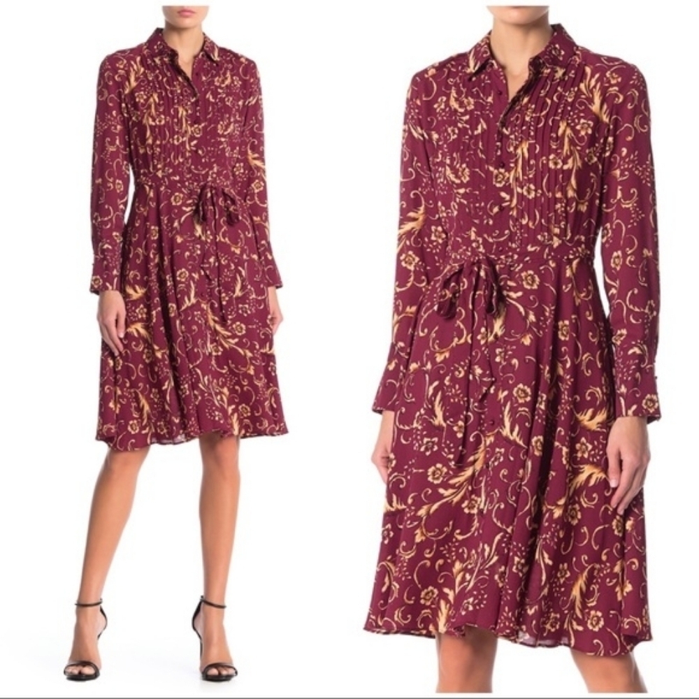 NANNETE LAPORE  Burgundy and Gold Long Sleeve Dress...SIZE:10